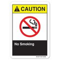 Signmission ANSI Caution Sign, No Smoking, 5in X 3.5in Decal, 3.5" W, 5" L, Landscape, No Smoking OS-CS-D-35-L-19780